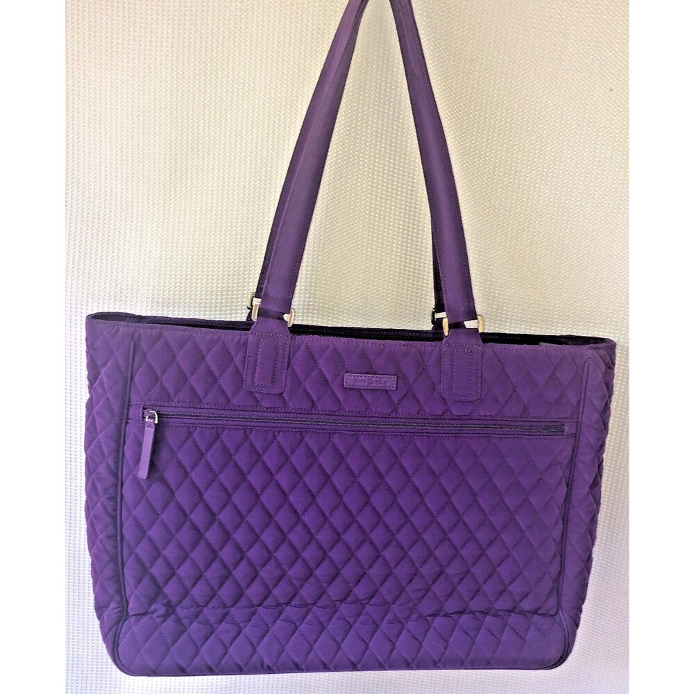 Vera Bradley Shoulder Bag Laptop Travel Carry On Tote Purple Quilted